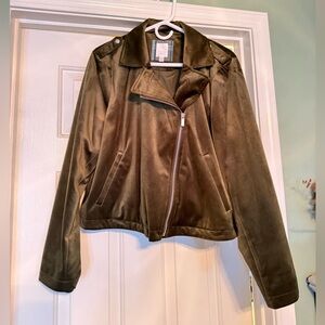 LC Lauren Conrad Olive Leather Jacket